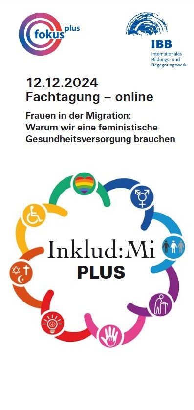 Titelbild des Veranstaltungsflyers für die Fachtagung - online am 12.12.2024: Frauen in der Migration: Warum wir eine feministische Gesundheitsversorgung brauchen